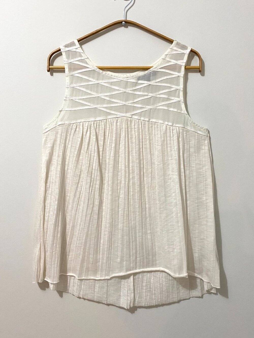 American Eagle 2010s Sheer Babydoll Tank Gauze Criss-Cross Summer Coquette Boho